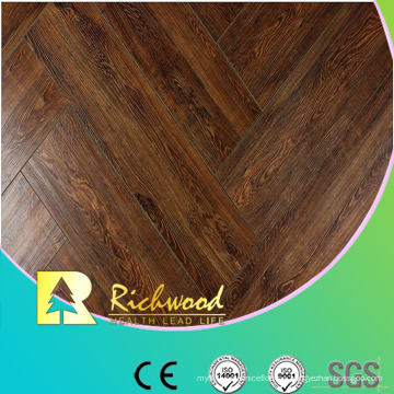 12 mm HDF en relieve Hickory V-Grooved encerado con bordes Lamianted Floor